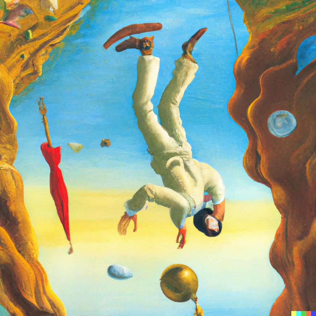 the discovery of gravity, painting by Salvador Dali